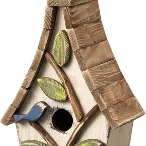 Decorative Outdoor Solid Wood Bird House with Pallet Roof 1