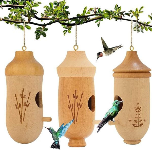 Outdoor Garden Natural Wooden Hummingbird Bird House