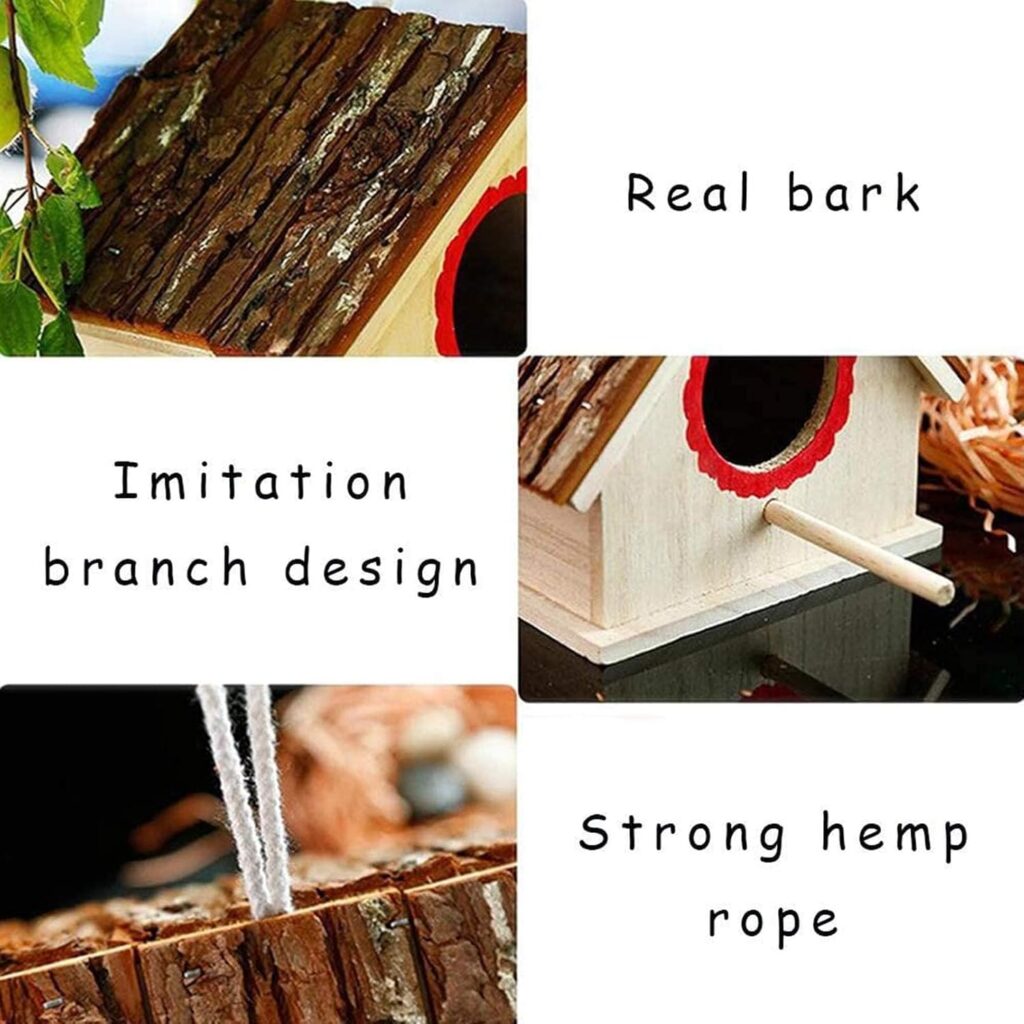 Wooden Birdhouse Durable Hanging Bird Shelter 2